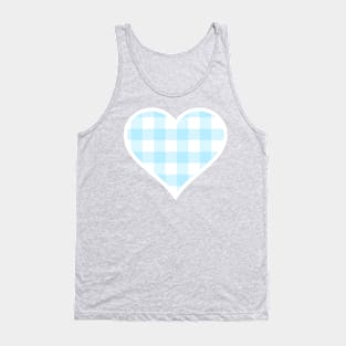 Blue and White Buffalo Plaid Heart Tank Top